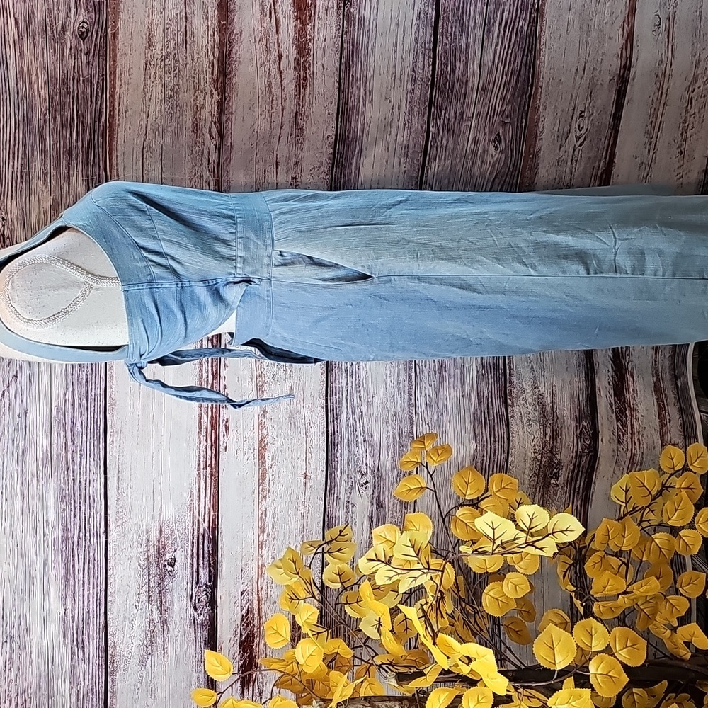 NWT RE:NAMED DENIM BLUE SLEEVELESS TIE BACK JUMPSUIT - Picture 9 of 13